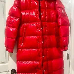 Moncler red jacket. Brand new with tags and hanger.